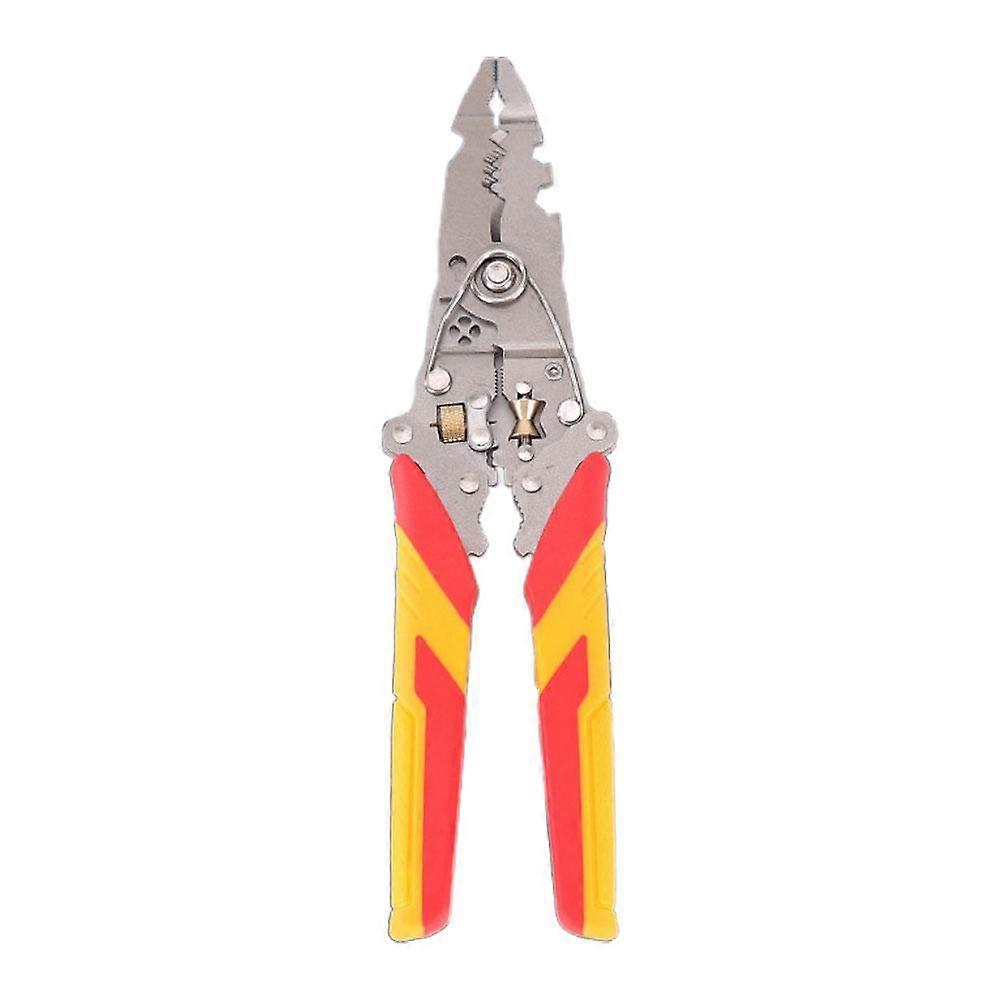 Red and yellow (A) $ Folding buckle 14 in 1 wire stripping pliers multi-function adjustable stripping wire winding wire pressing wire cutting pliers