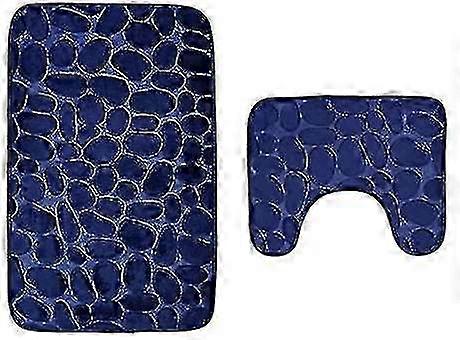 滑り止め洗えるバスルームマットセット - 高品質のネイビートイレカーペットフロアマット