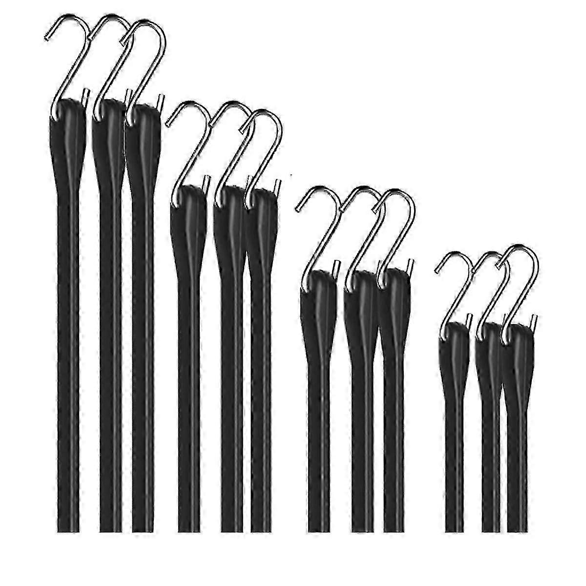 Cordas de Borracha Pesadas 10-31 Polegadas para Carga, Lonas, Caminhões - 12PCS Preto