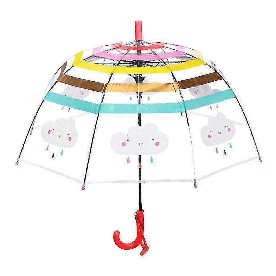 Children's Automatic Umbrella: Cute Rainbow Cloud, Long Handle 2025