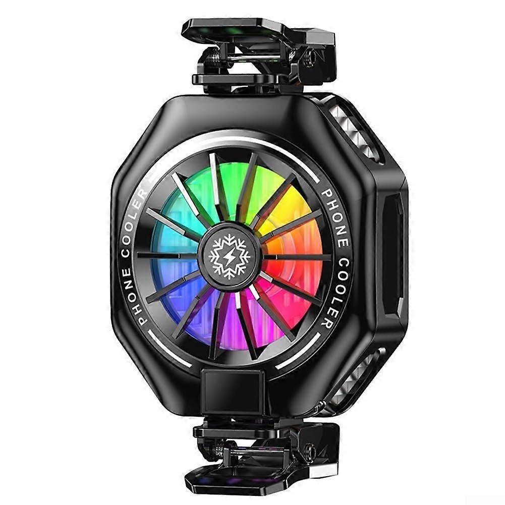 Magnetic phone cooler with improved cooling range and RGB lights, lightweight design for easy transport while gaming or streaming