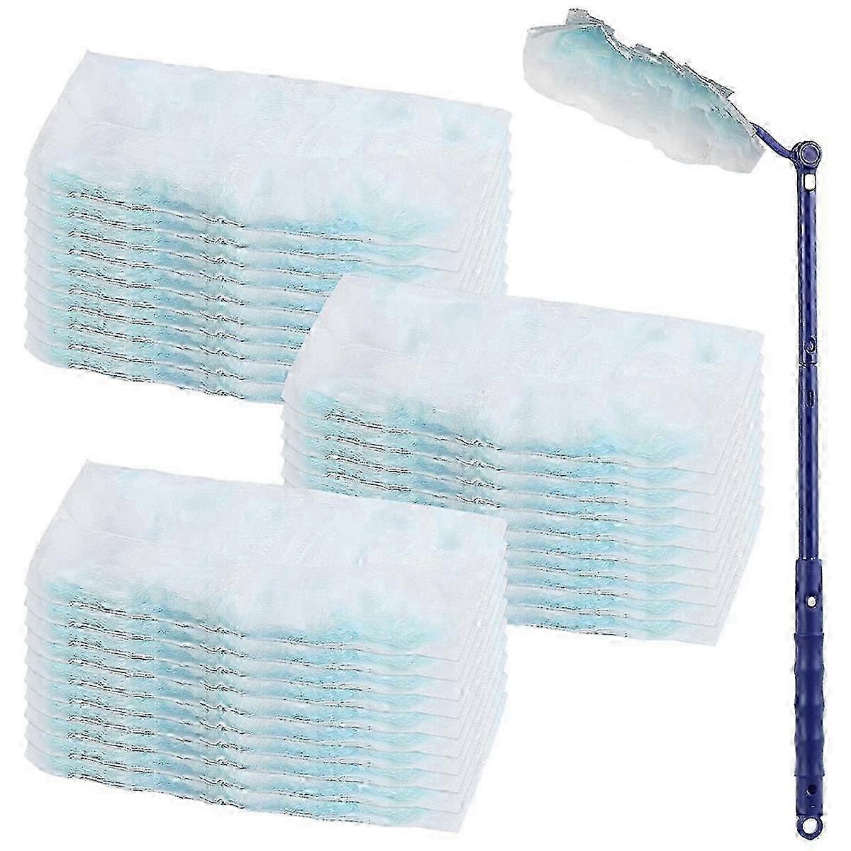 عبوة عبوة من القماش من الغبار المصنوع من الألياف الدقيقة - 30 منديلا بمقبض لتنظيف الغبار والأوساخ