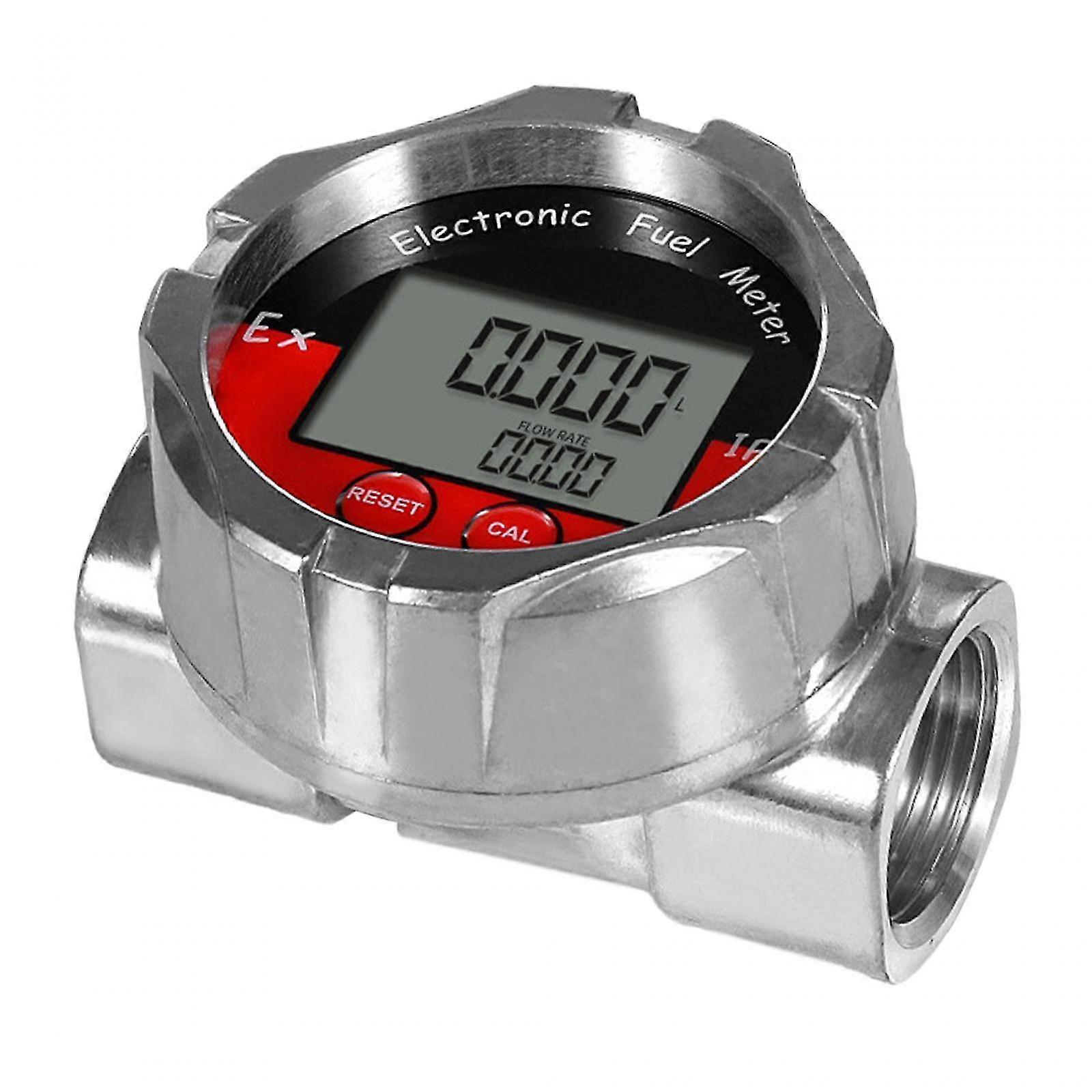 Electronic Fuel Flow Meter with Digital LCD Display, 1-inch NPT Thread Turbine Design for Oil and Fuel Measurement Accuracy
