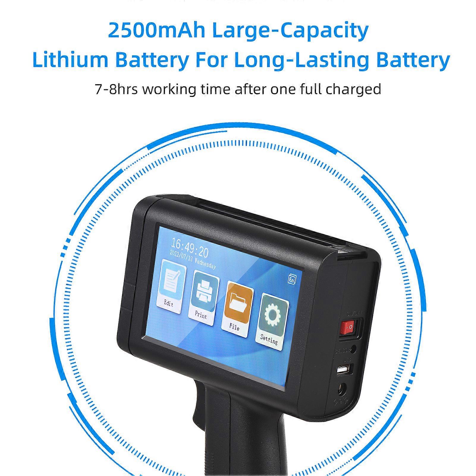 Handheld Printer Portable Inkjet Printer 600dpi High Definition Inkjet Code Printer with 4.3 Inch LED Touchscreen Quick-Drying Ink Cartridge for Labe