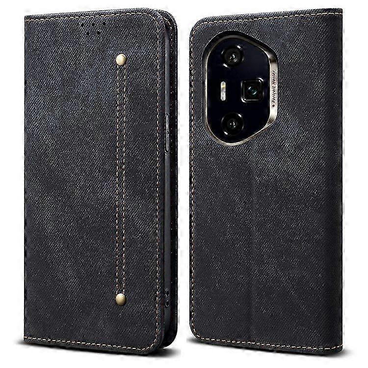 Anti-Scratch Leather Case with Jeans Texture for Honor 400 Pro - Stand Function Included