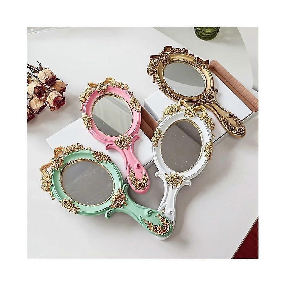 Retro Embossed Hand Makeup Mirror, European Vintage Mirror, Compact Hand Mirror, Embossed Pattern, Easy To Hold