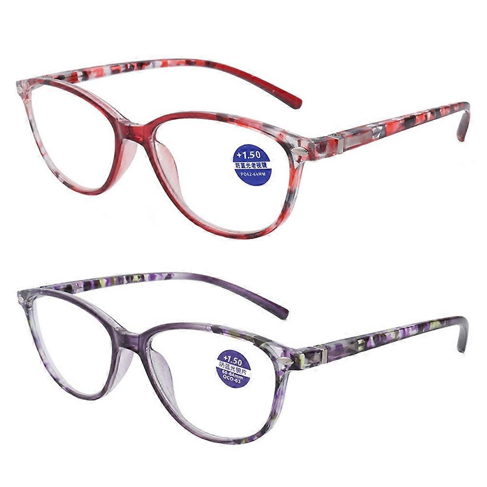 Comfortable Eye-Glasses Elderly Blue Light Blocking Daily Life Round Shape 2Pack