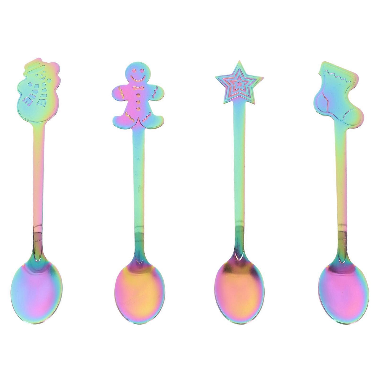 コーヒースプーンセットクリスマスクリエイティブステンレス食器デザートスプーンコーヒースプーンカフェ使用12.9x2.4cmサービングデザート1セット