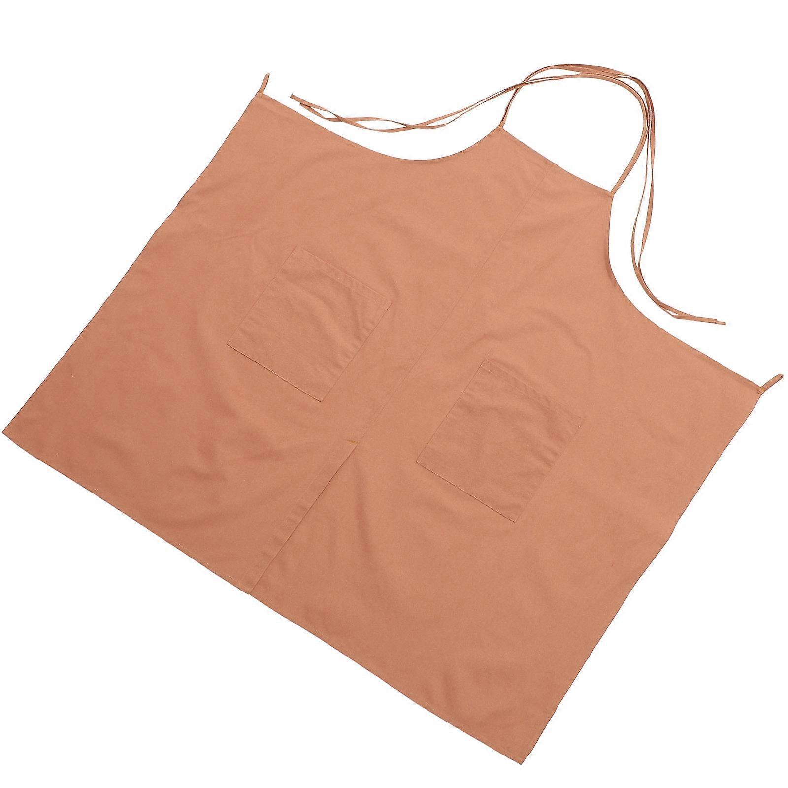 Cafe Apron For Women Chefs Apron For Work Nordic Style Square Shape Light Brown Cotton Linen Easy to Clean 1Pack