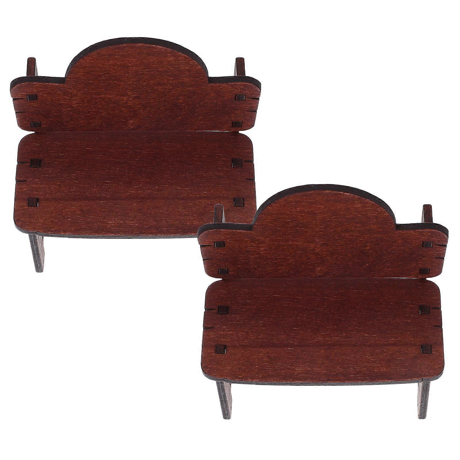 Vintage Miniature Dollhouse Chairs Set of 2 – Solid Wood Furniture for Micro Landscape Decor, Space Saving Design for Indoor Tabletop Aesthetics in