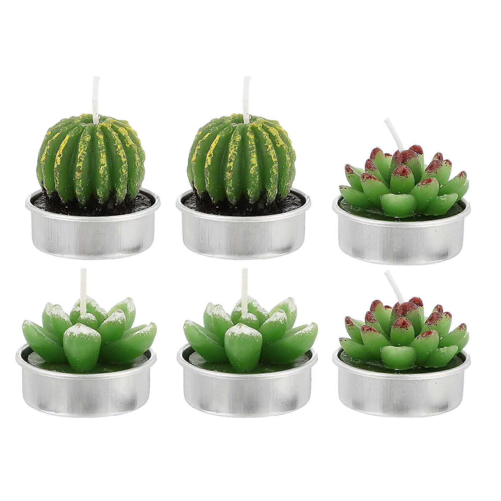Succulent Shaped Tealight Candles Home Aromatherapy Create Atmosphere 6Pcs