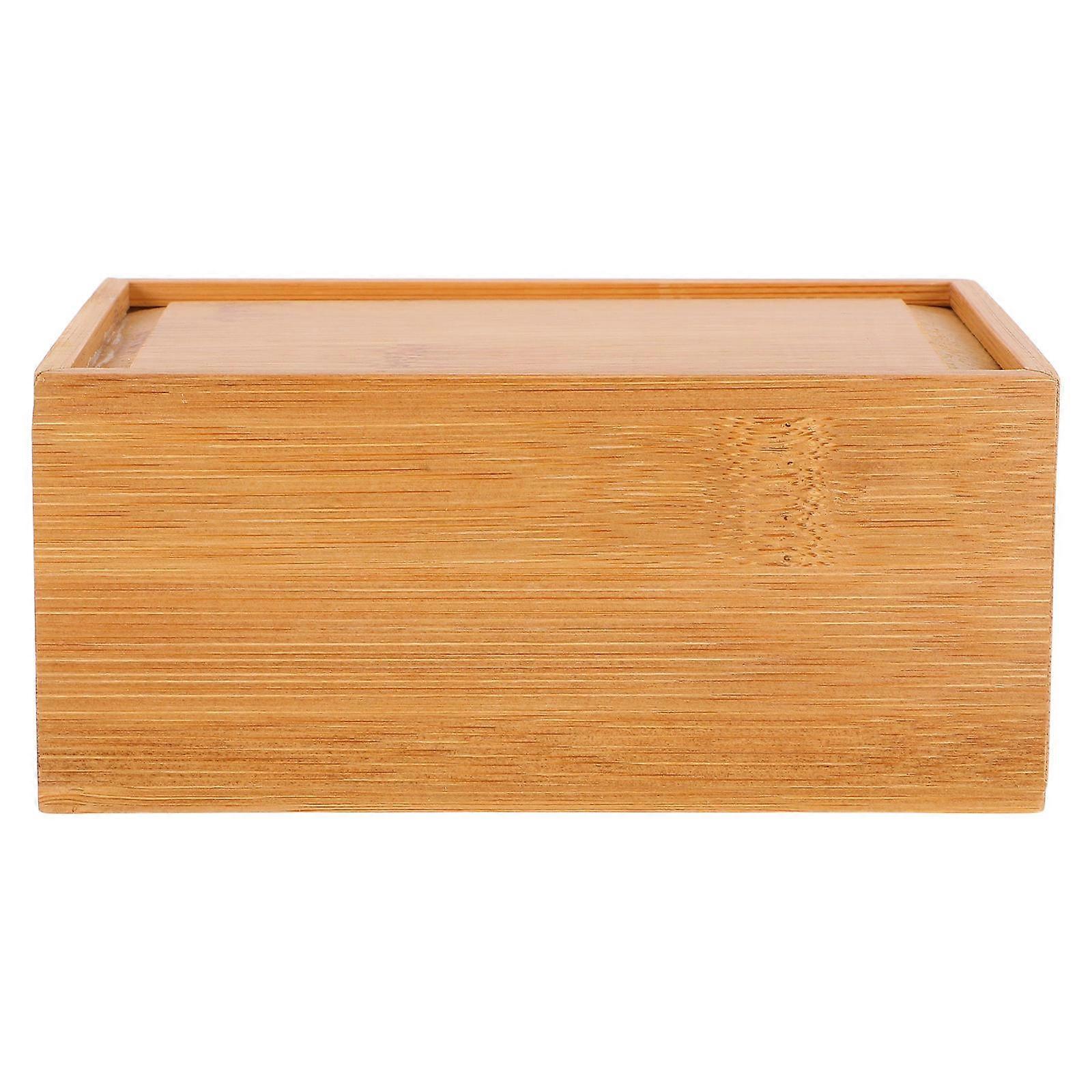 Wooden Storage Box With Sliding Lid Design For Soap And Bathroom Items Light Yellow 15.00X9.50X6.50CM Travel Use 1Pack