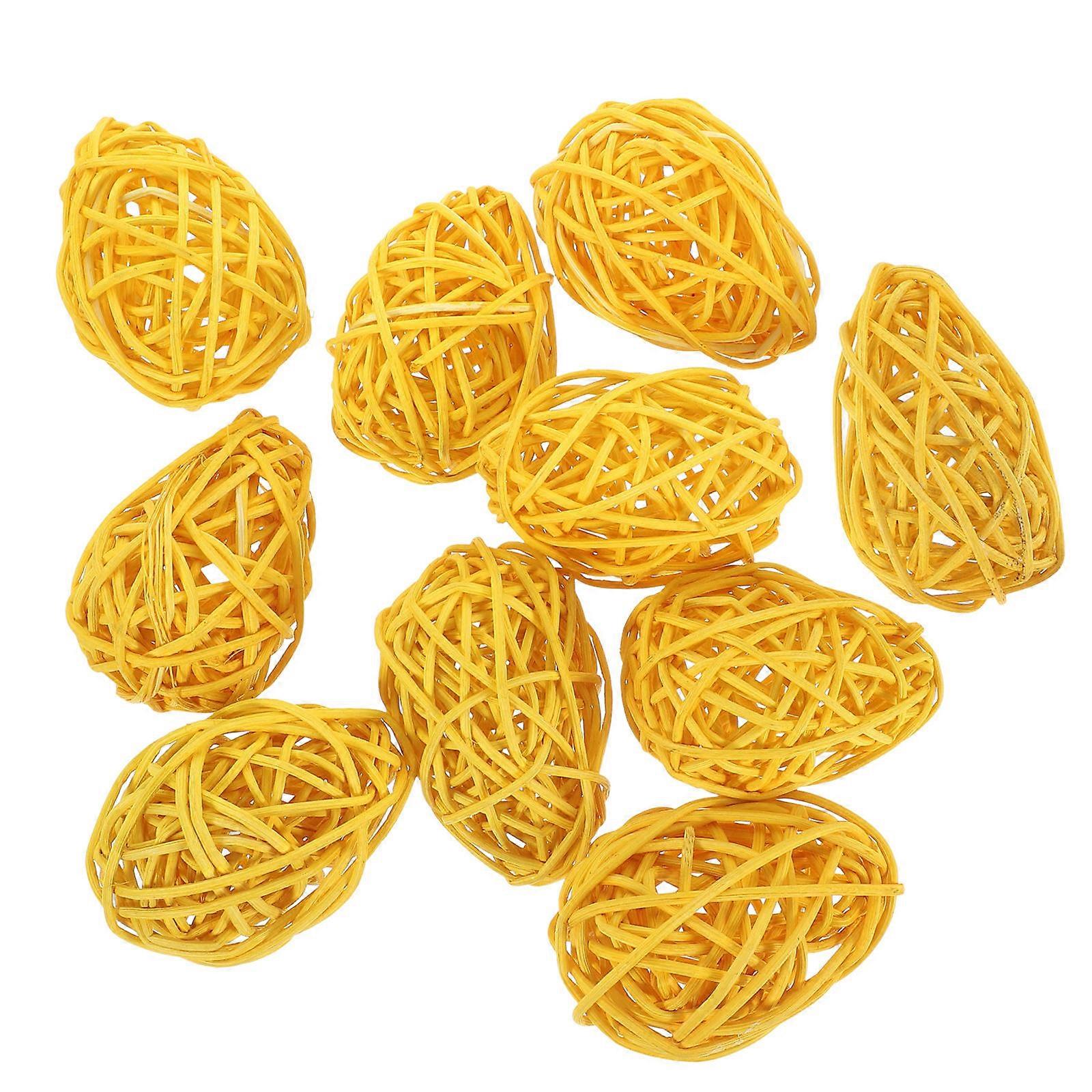Rattan Balls Decorations Easter Eggs Egg Shaped Decorations Easter Party 6.50X4.00X4.00CM 10Pcs