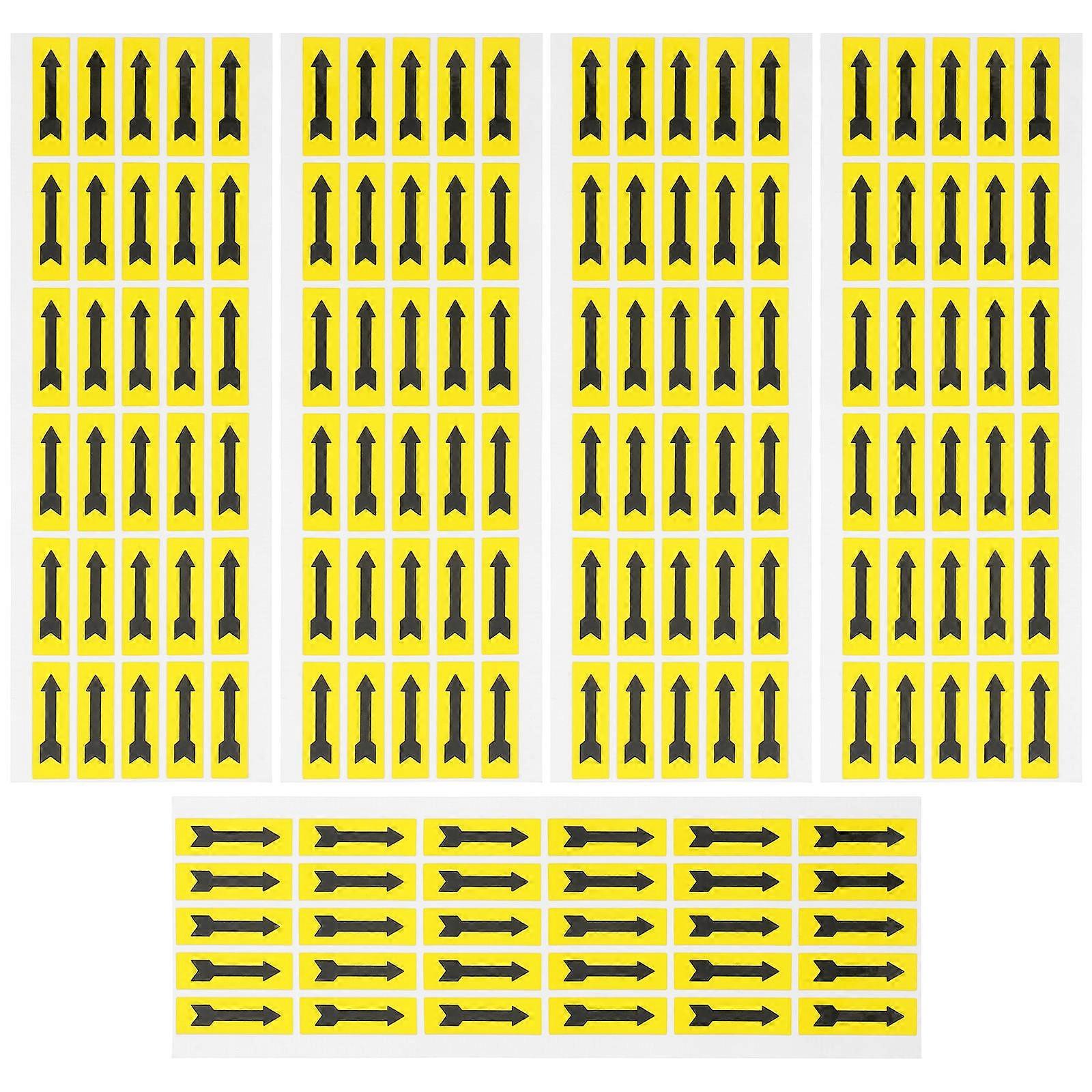Direction Stickers Arrow Label Stickers Indicating Warehouse Yellow 1.4x0.4 Inches 5 Sheets