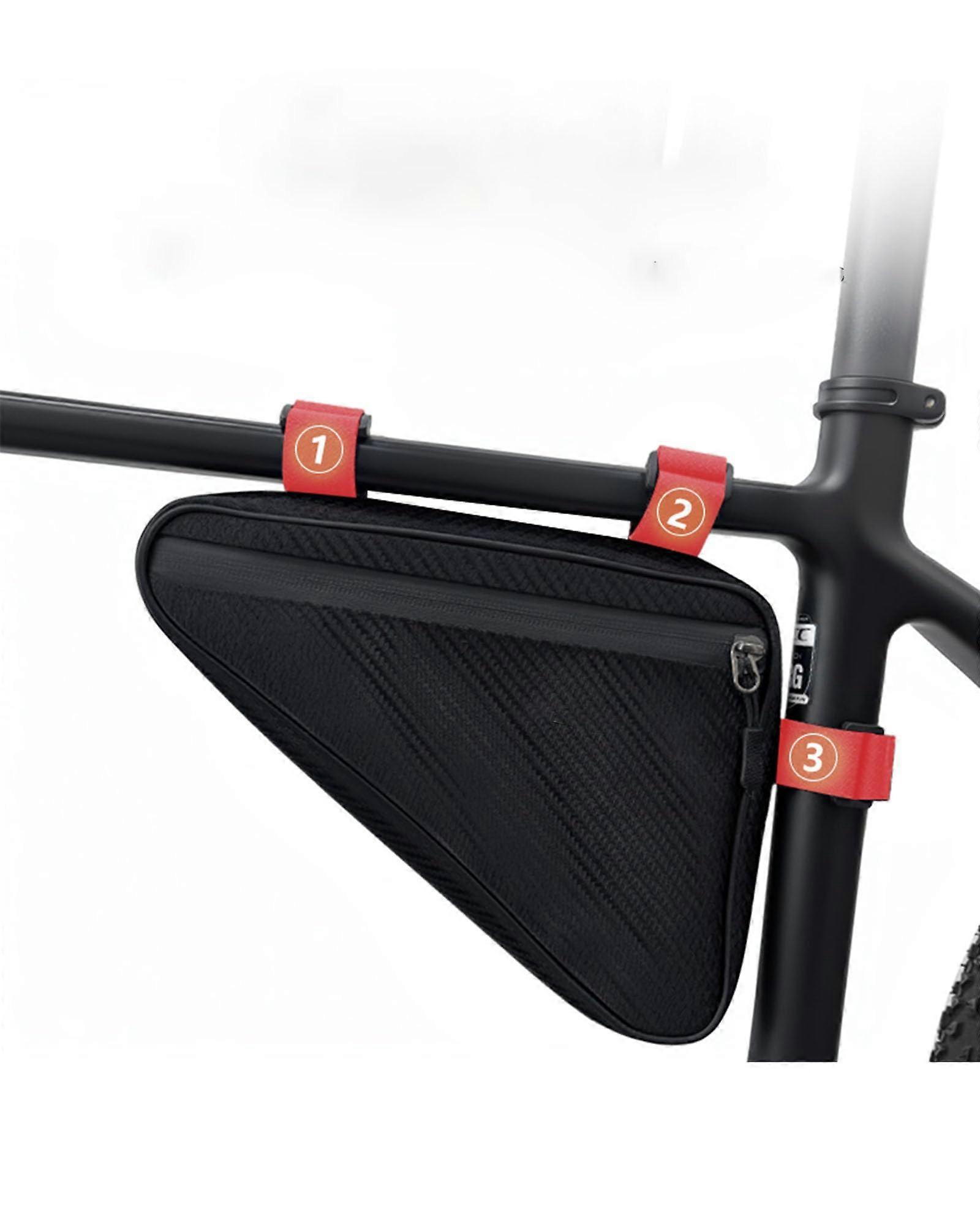 Bike Triangle Bag - Black Frame Storage for Front Tube and Saddle, Waterproof Design, Compatible with Most Bicycles