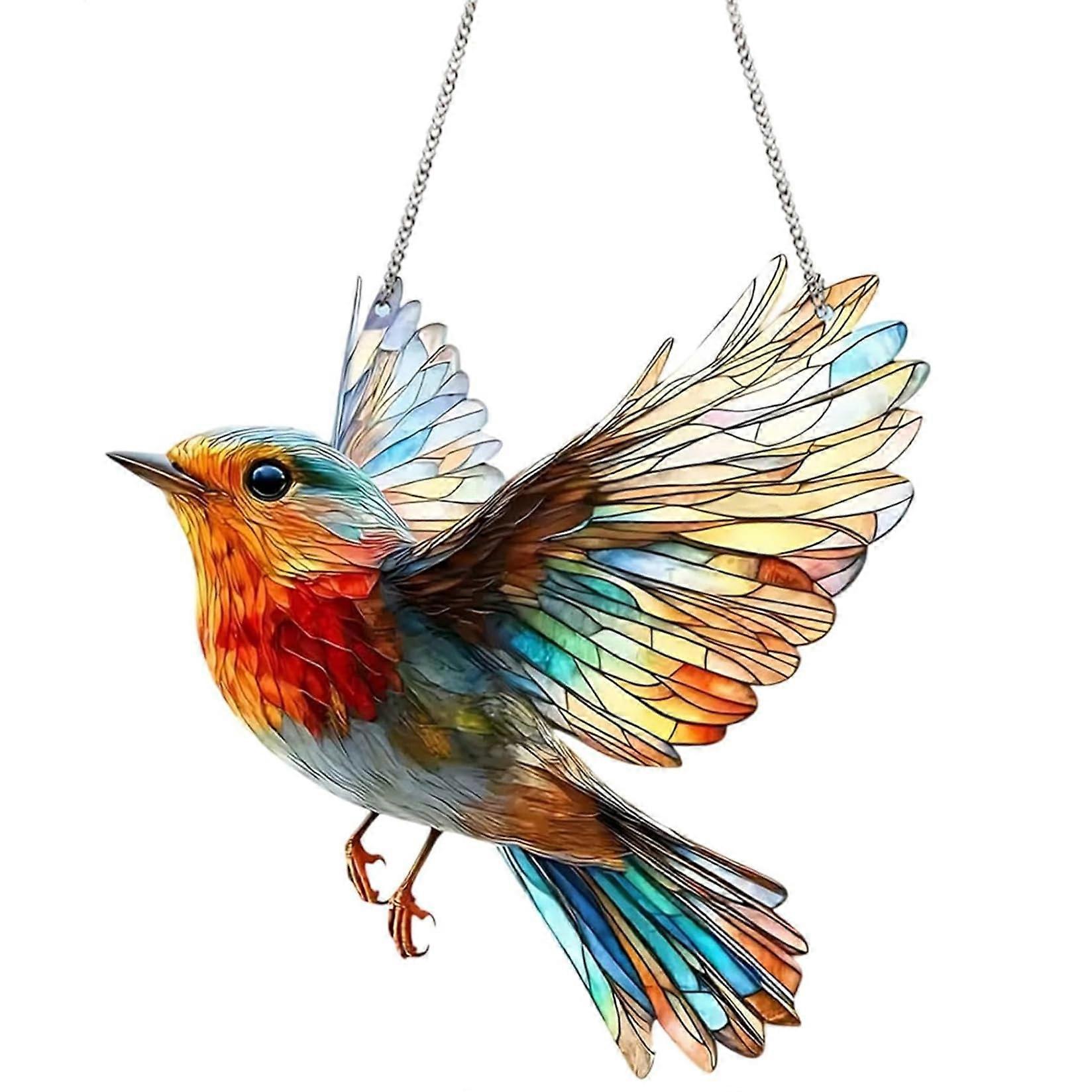 Sun Catcher, Glass Window Hanging, Bird Paint Catcher, 7.8 x 7.8 2D Acrylic Catcher with Chain, Hanging for Balcony with Wall Garden
