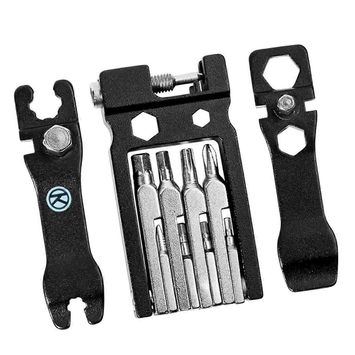 Foldable bicycle kit with screwdriver, wrench, chain tool
