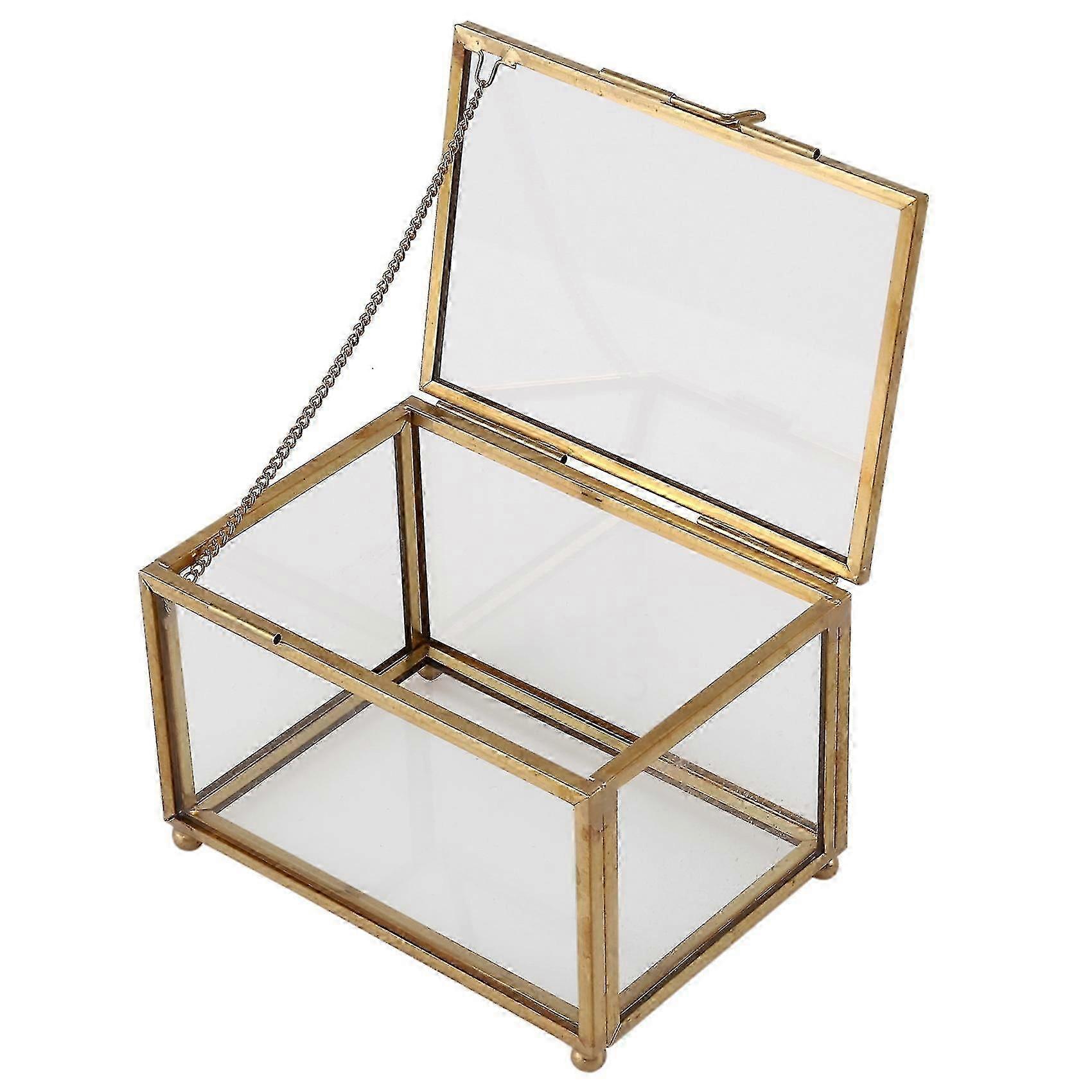 Geometric Glass Style Jewelry Box Table Container Compatible Displaying