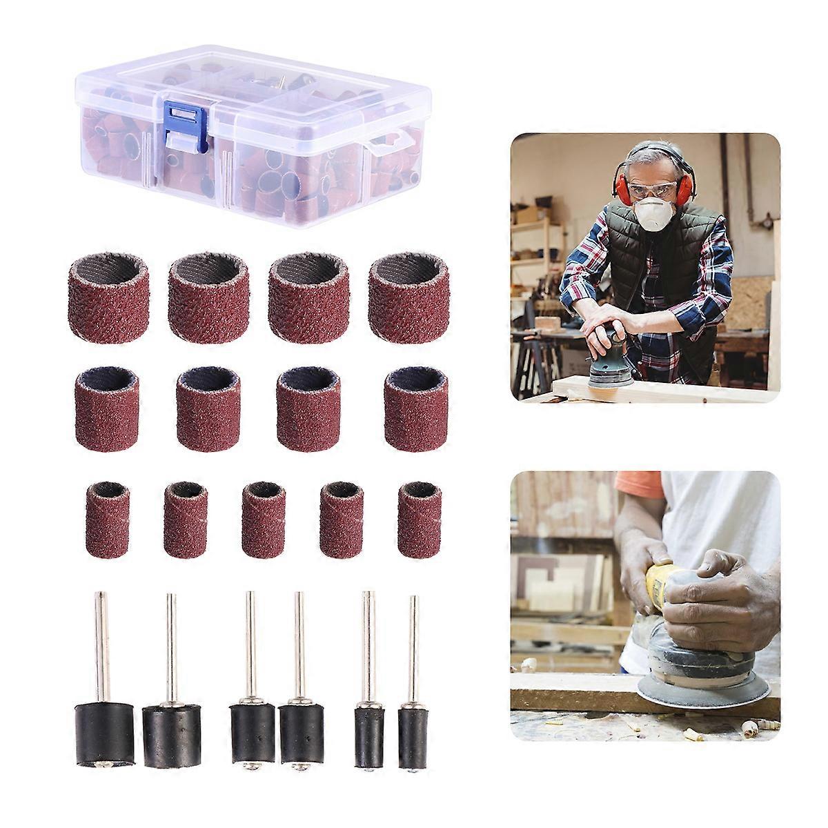 Rotary Tool Accessories Kit Sanding Bands Drum Mandrels Diy Projects Cylindrical Shape Cloth Surface Smoothing 252Pcs