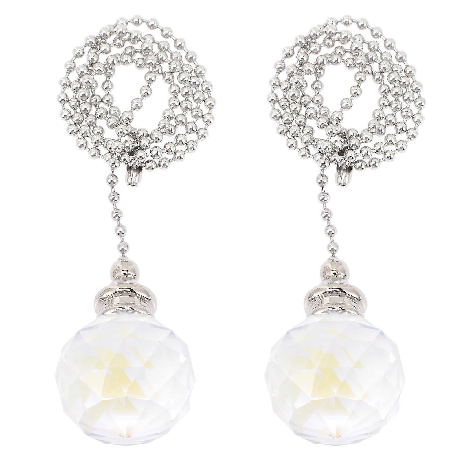 Clear Crystal Pull Chain Extension with Faceted Beads for Ceiling Light and Fan – 2 Pack – Decorative Home Lighting Accessory for Bedroom and Living