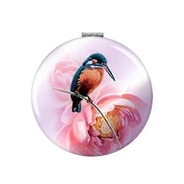 Round Makeup Mirror, Pu Leather, Mini Folding Compact, Magnifying Pocket Mirror