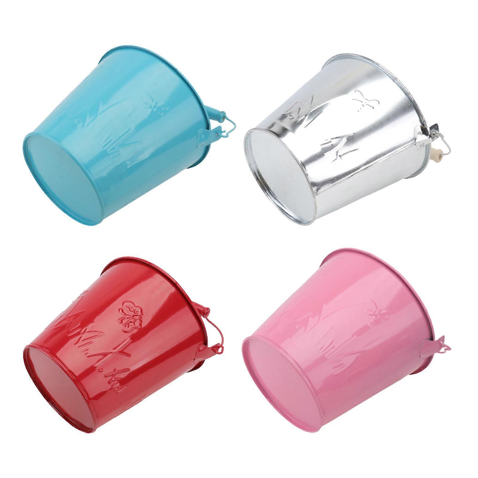 Flower Box Bucket Creative Iron Sheet Flowerpot Simple Home Decoration 14.5x13cm 4Pcs