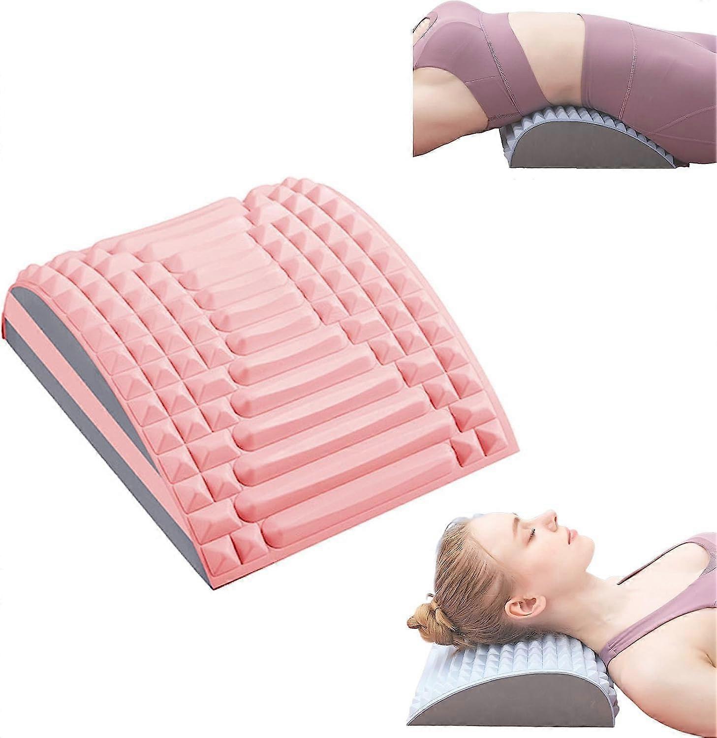 Neck and Back Stretcher, Adjustable Spine Board for Lower Back Pain Relief, Herniated Disc, Sciatica, Pink, Model 65431