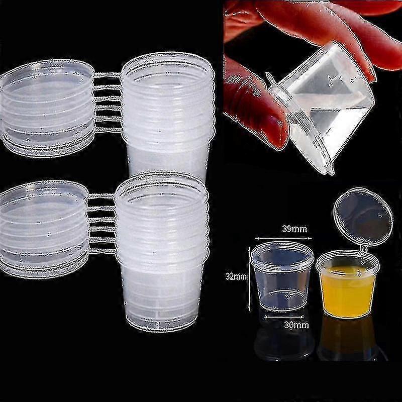 100pcs/set Small Plastic Sauce Cups Food Storage Containers Clear Boxes + Lids