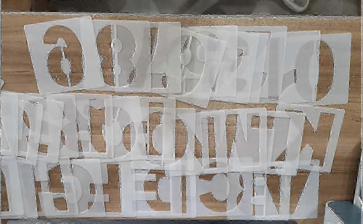 36 Pcs Estênceis de Letras e Números de Plástico Reutilizáveis, Modelos de 4 Polegadas para Pintura em Paredes, Madeira, Lona e Móveis