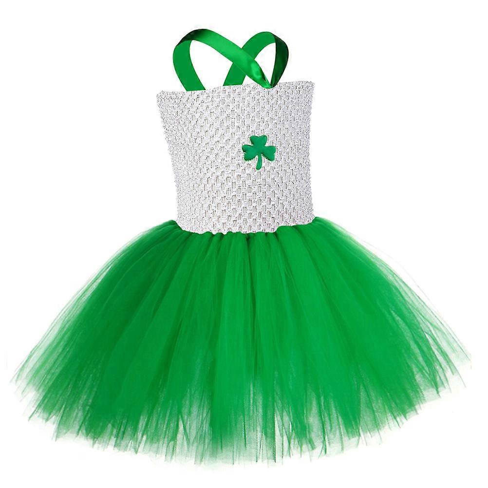 Patricks Day Outfits Girls Tutu Skirt Party Wear Princess Style Green Size L For Dancing 1Set