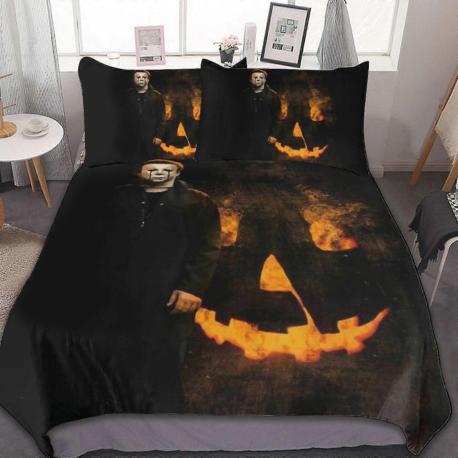 Halloween 3 Pcs Bed Sheets Set Breathable Duvet Cover with 2 Pillow Sham Soft All Seasons Bedding Set Suitable for Certain Brands