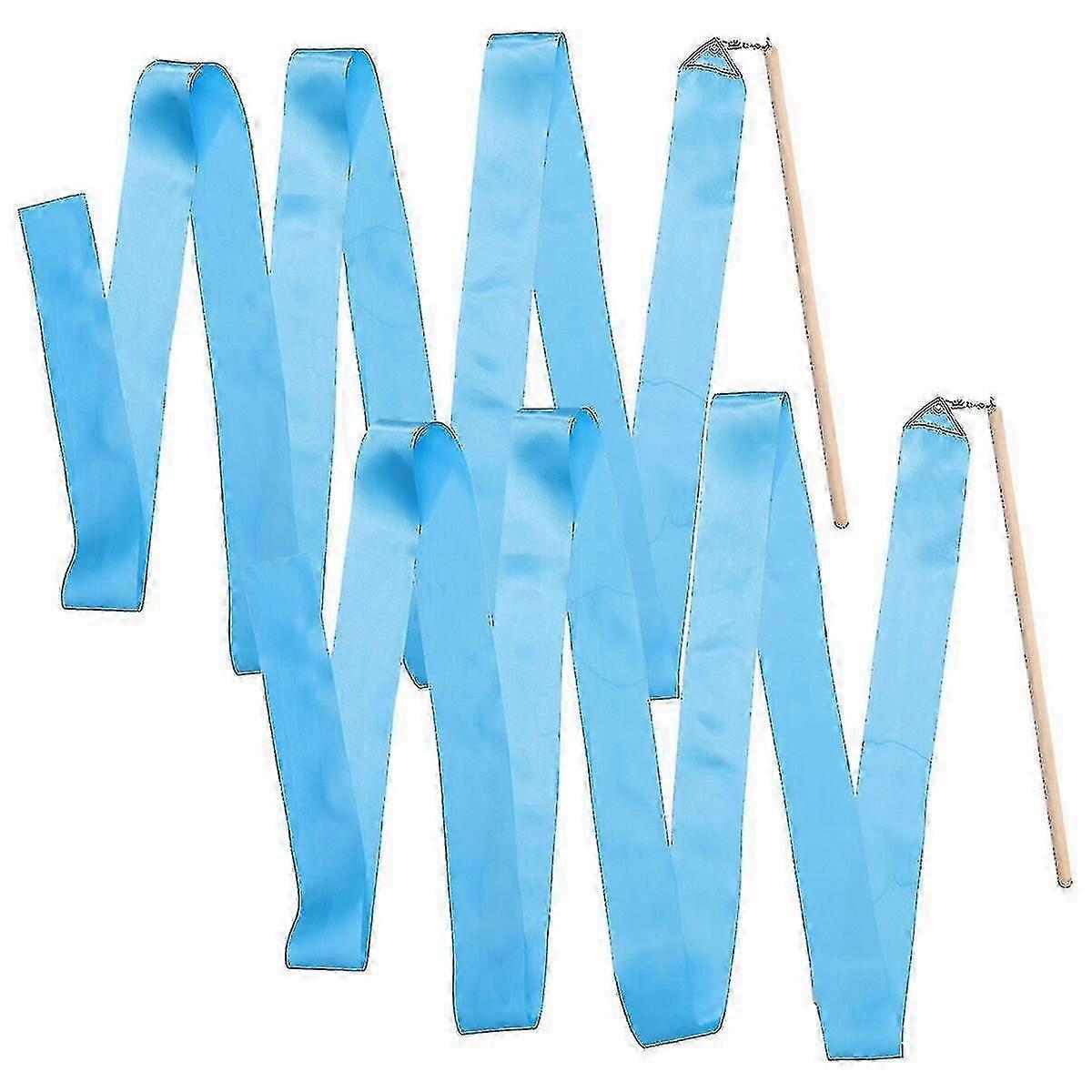 2pcs 4m Colorful Rhythmic Gymnastics Ribbon Dancing Streamers for Kids and Children (blue)