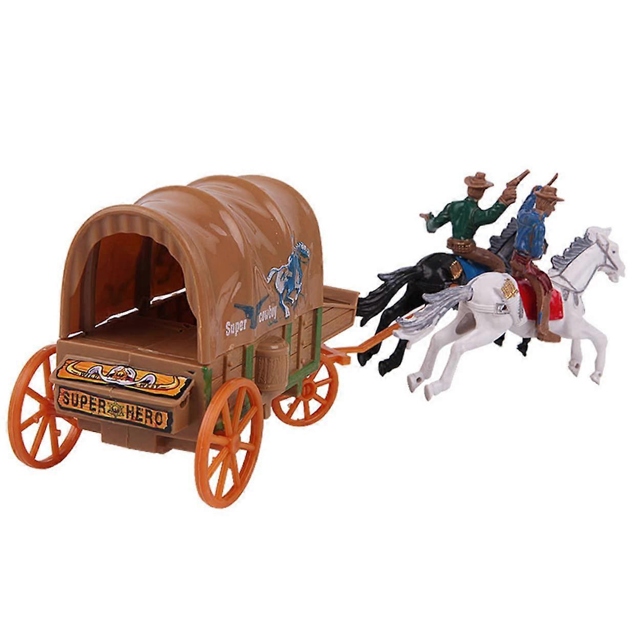 1 set Western Cowboy Figures Partial Model with Rider Figures and Wagon for Miniature Scenes, RolePlaying Games, and Table Decorations