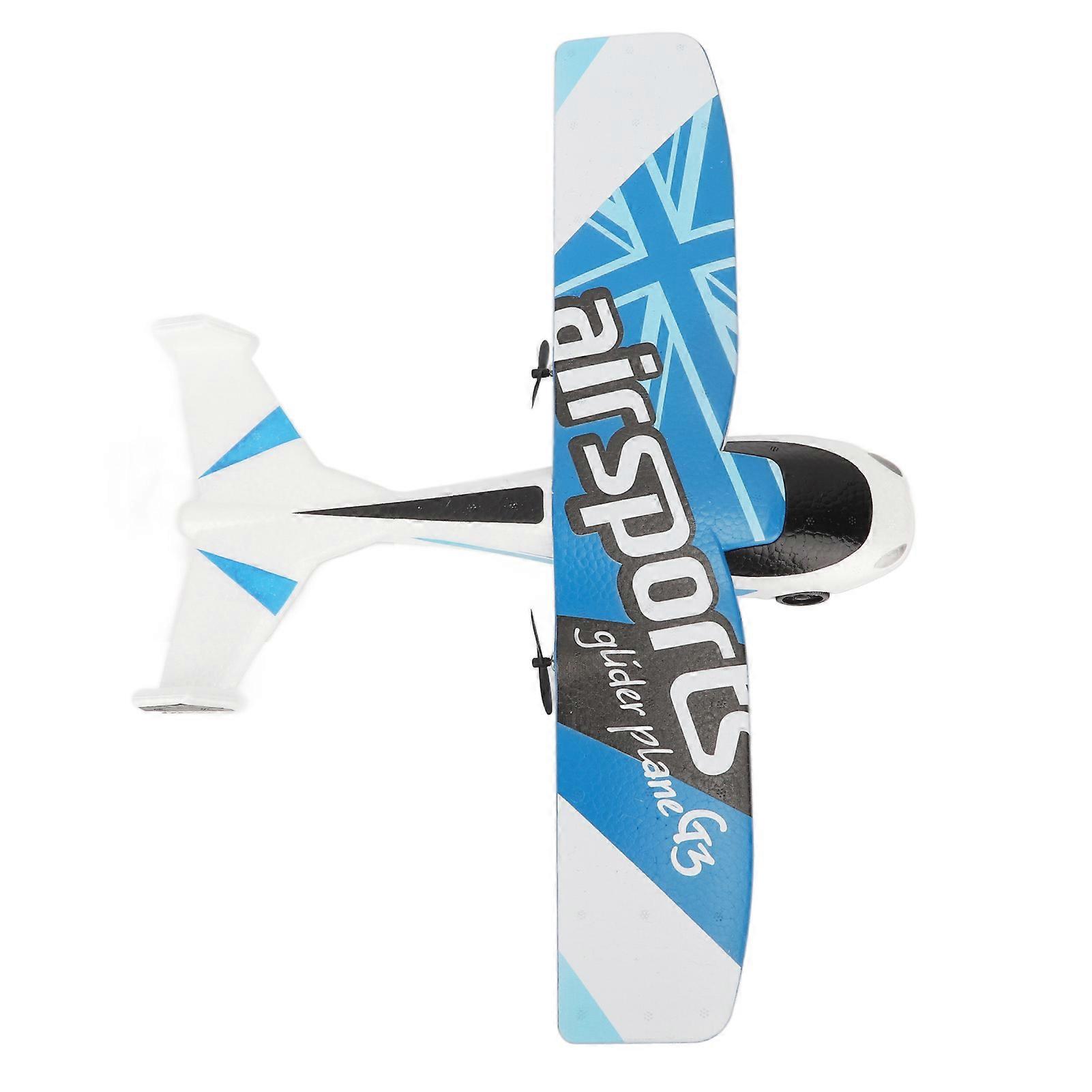 RC Airplane 2.4Ghz EPP Plastic Remote Control Aircraft Glider with LED Light for Beginner Adult Kids Blue Three Battery