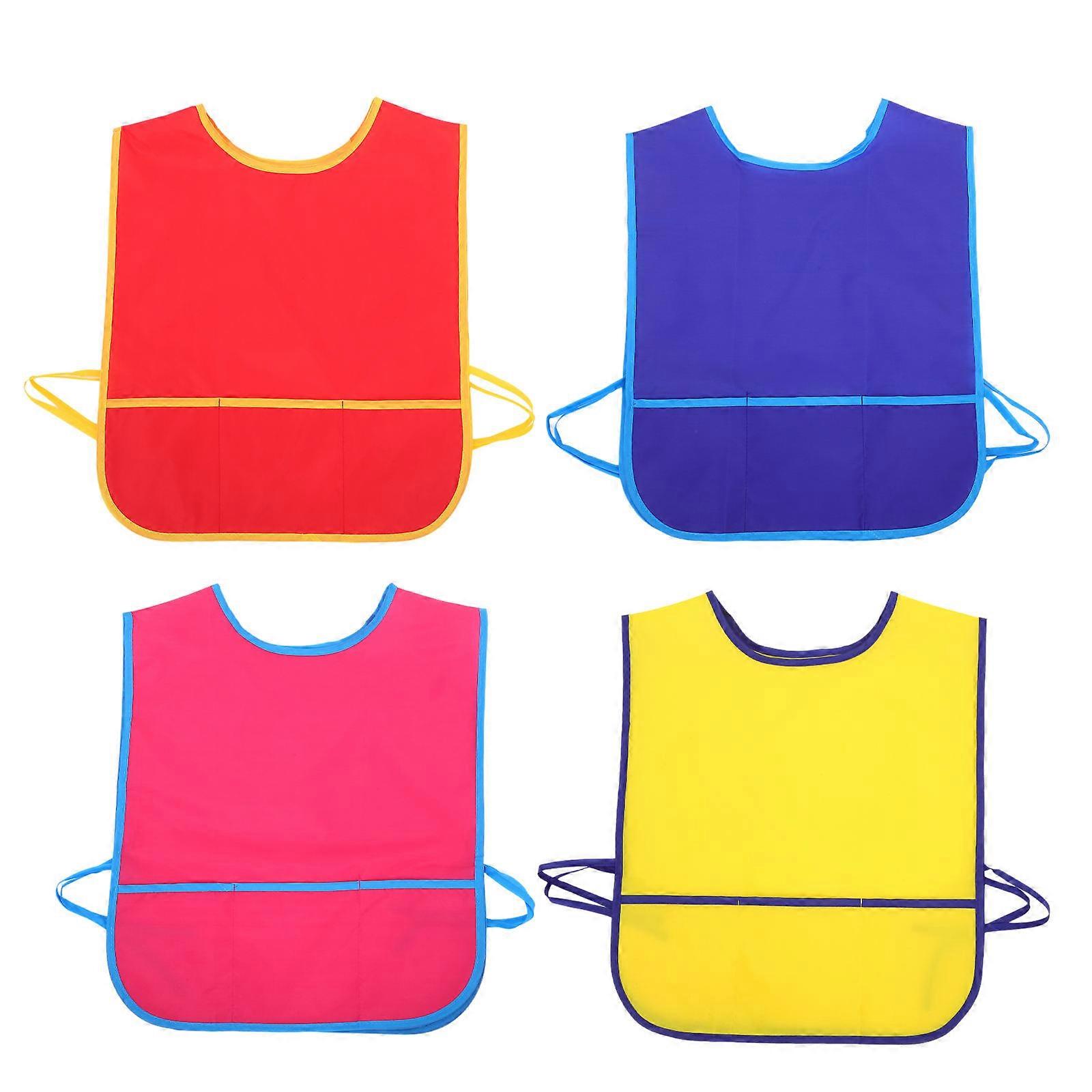 Toddlers Painting Apron Child Painting Art Aprons Kindergarten Kids Art Aprons Sleeveless Smocks Nylon Anti-Soiling 55.00X45.00X0.10CM 4Pcs