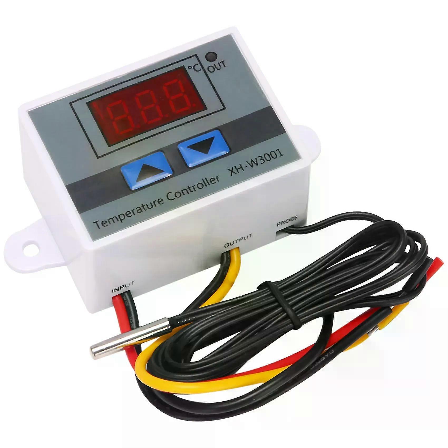 220V Digital LED Temperature Controller 10A Thermostat Control with Switch Digital Display Incubation ControllerT97C
