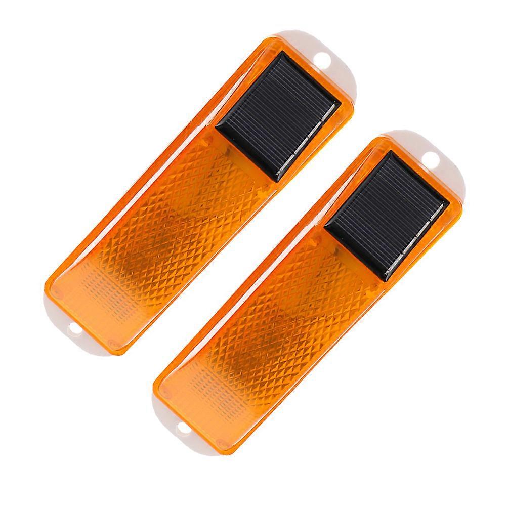 Yellow Solar Warning Light Solar Caution Lamps for Yard Use 2Pcs Set