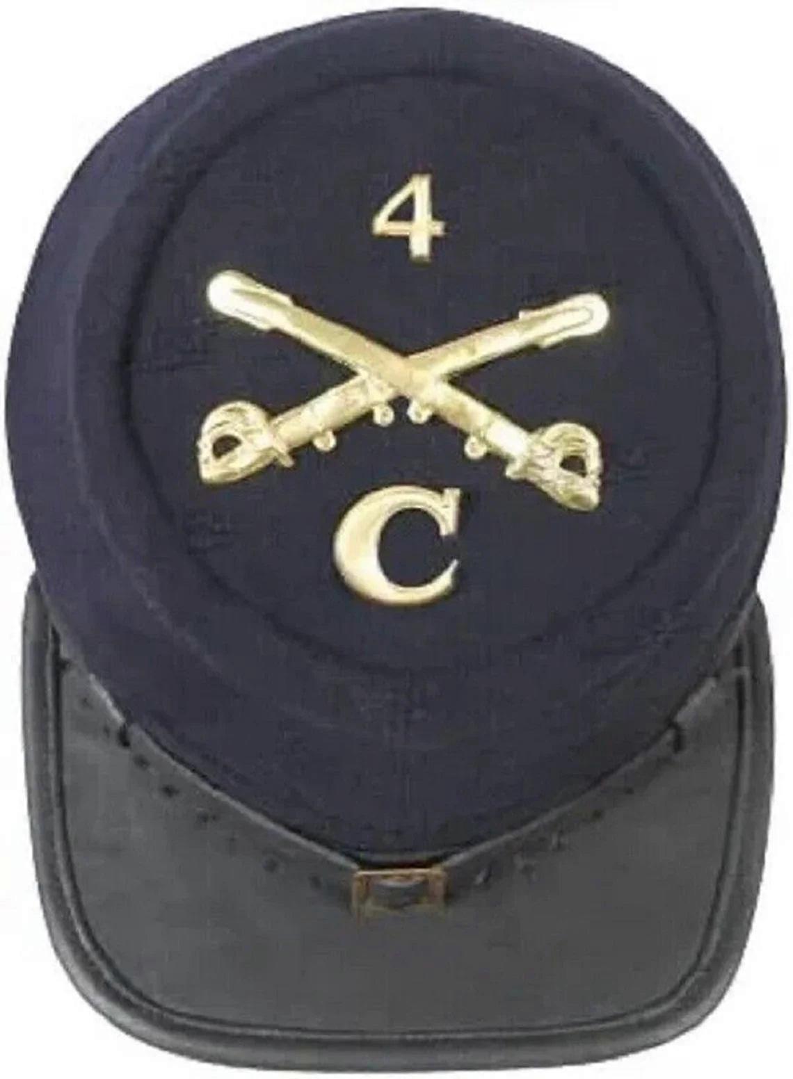 Simple Cavalry '4' 'c' Us Civil War Union 4th Massachusetts Cavalry Kepi