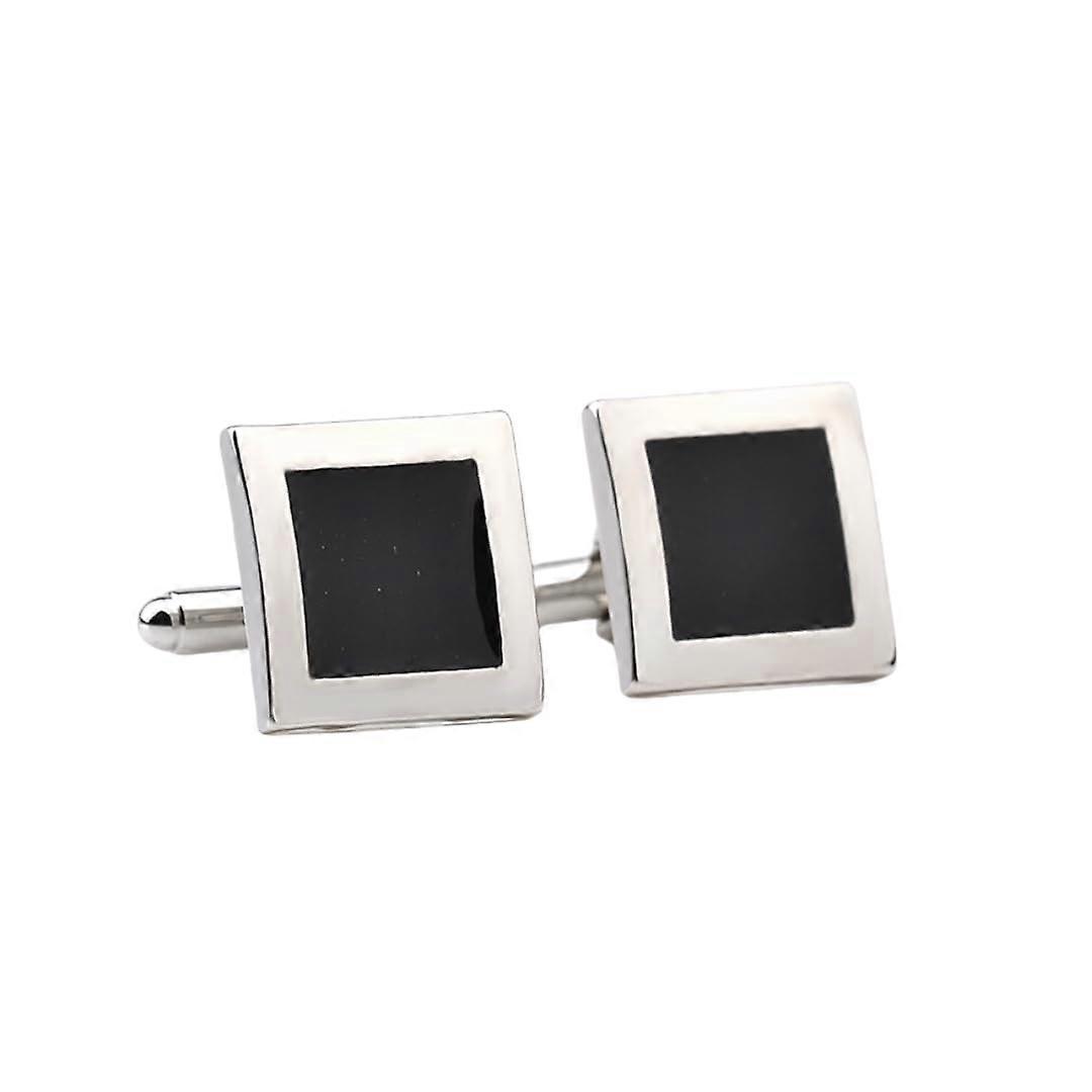 Cufflinks For Men - 1 Pair Square Glossy Cufflinks for French Shirt - Elegant Men's Accessories in Black Finish