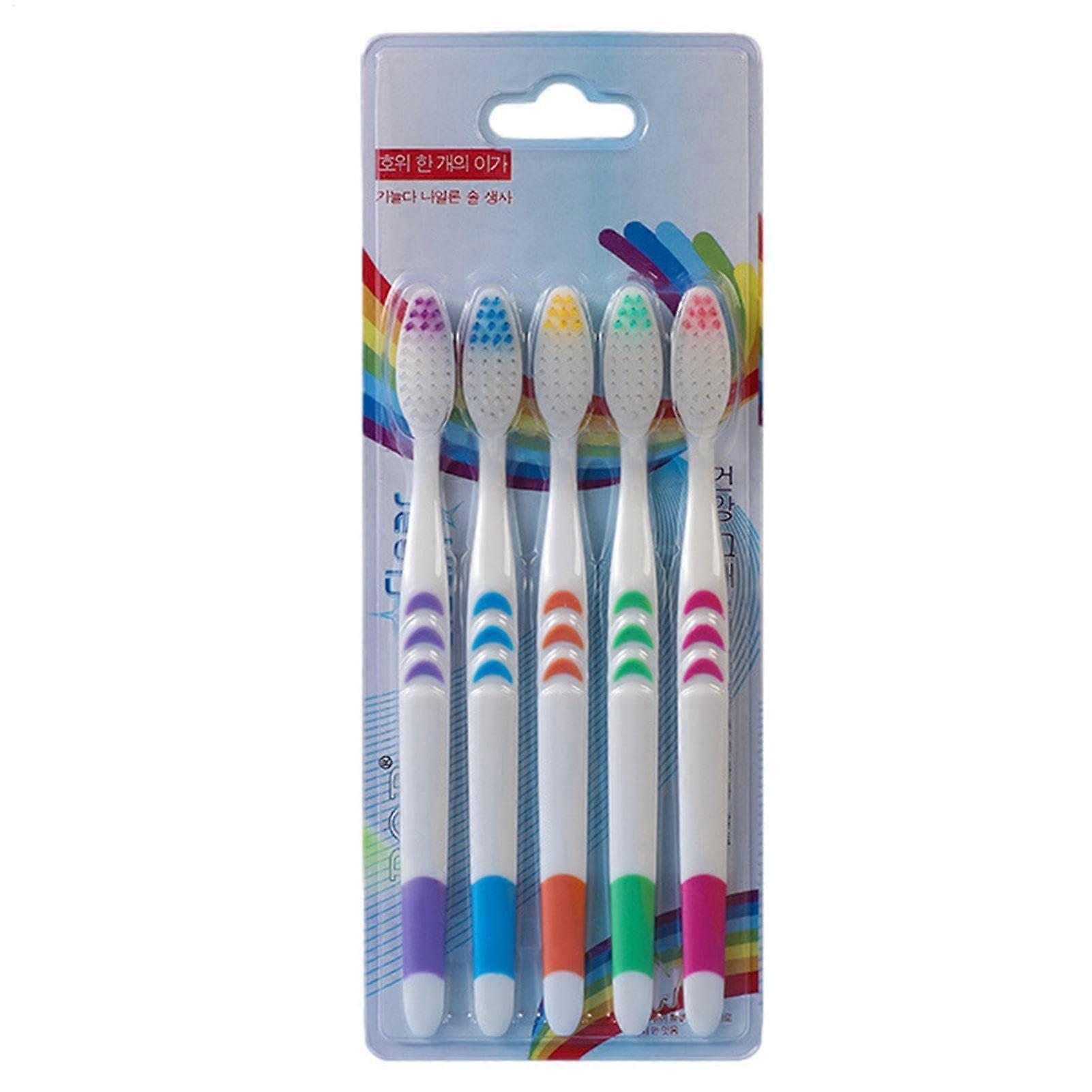 Bamboo Charcoal Toothbrushes  Ultra Soft Bristles, Pack of 5, Multiple Colors