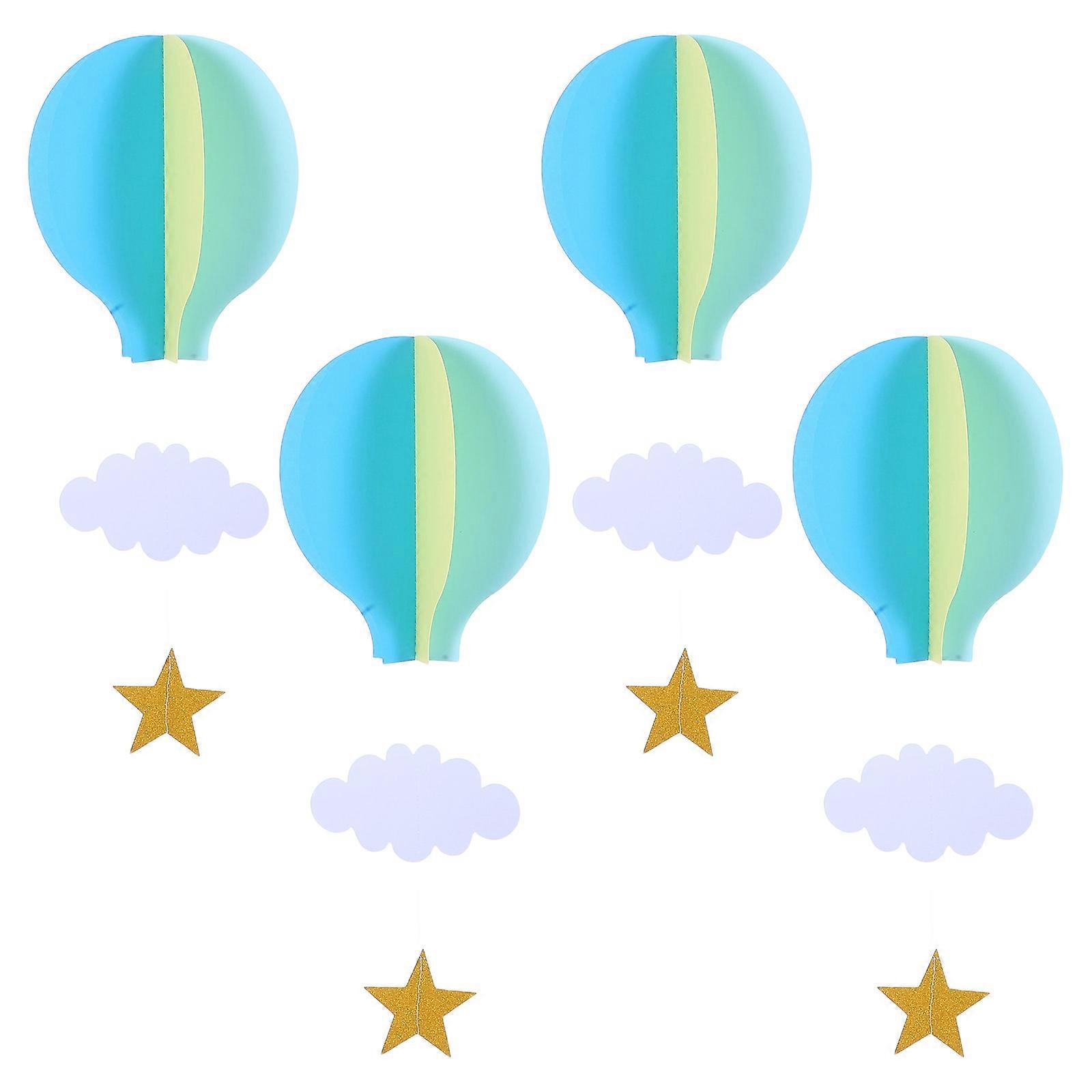 Hanging Clouds From Ceiling 3D Paper Pendant Reusable Non-woven Fabric Light Blue 4Pcs