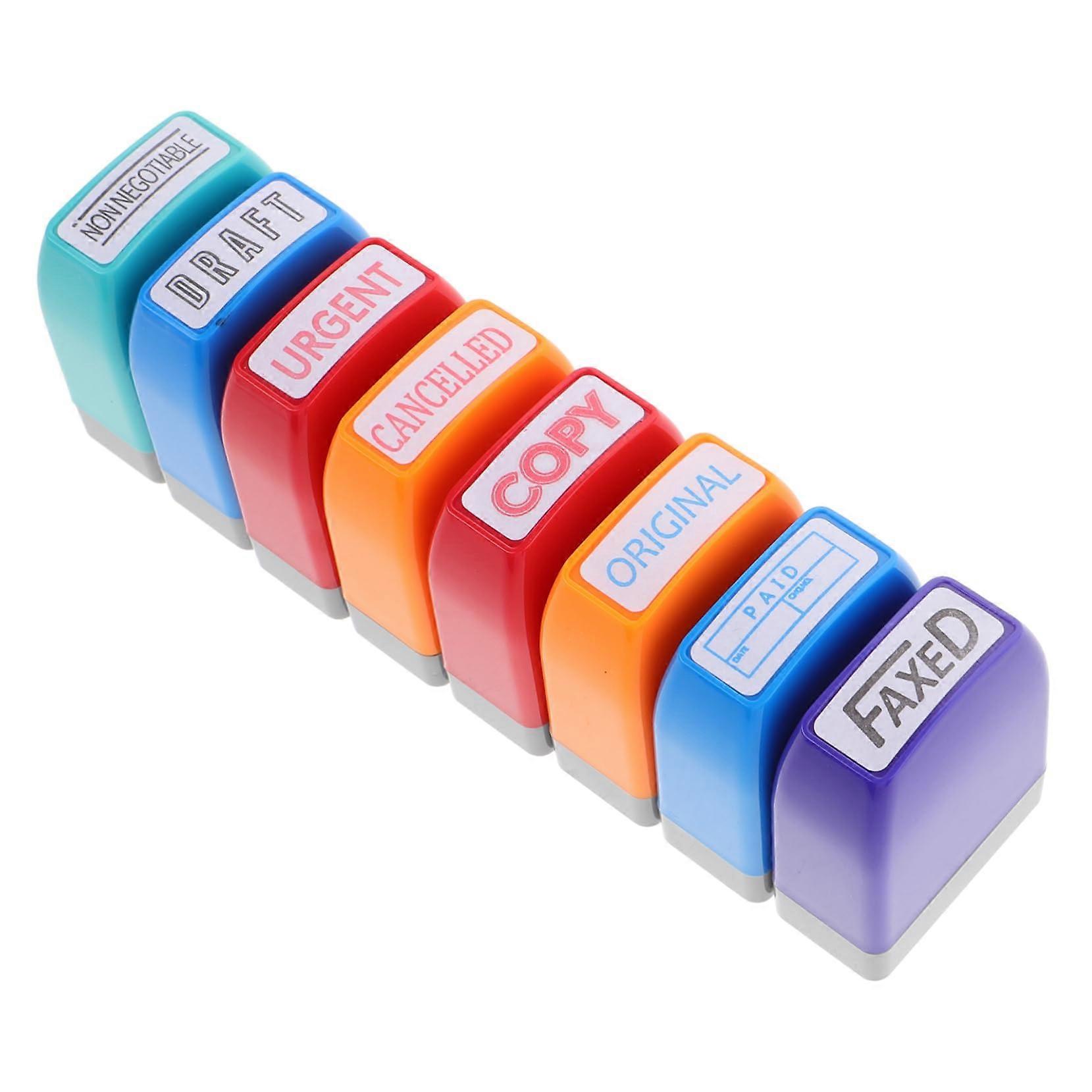 8 Pieces Colorful Seals SelfInking Stamps for Grading, Small First for Teachers, SelfInking Teacher Stamps, Plastic Sorted Color, 5.30X4.00X2.00CM