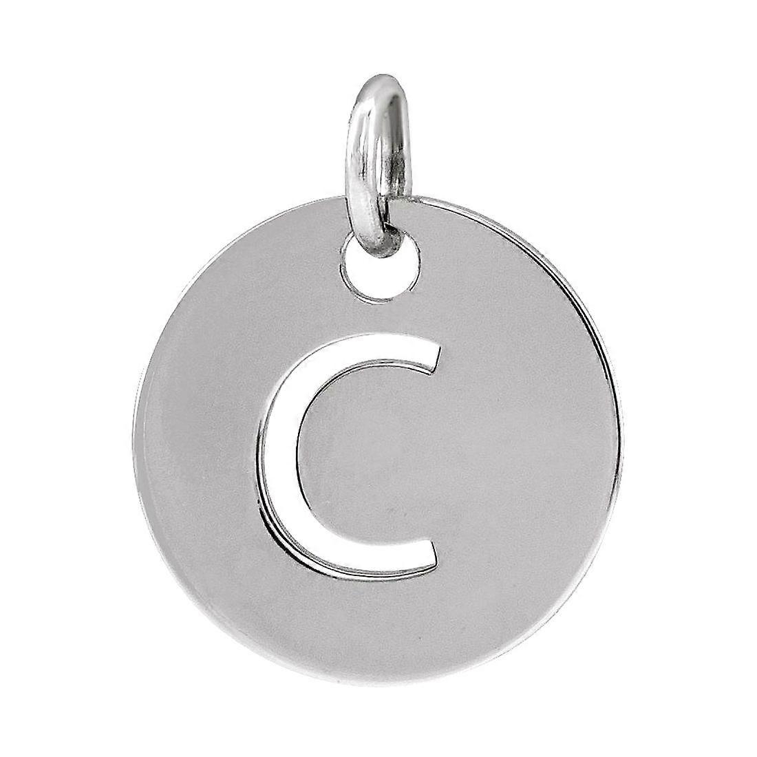 14k hvitt gull bokstavnavn personlig monogram initial c 10mm polert initial plate anheng halskjede-anheng for kvinner