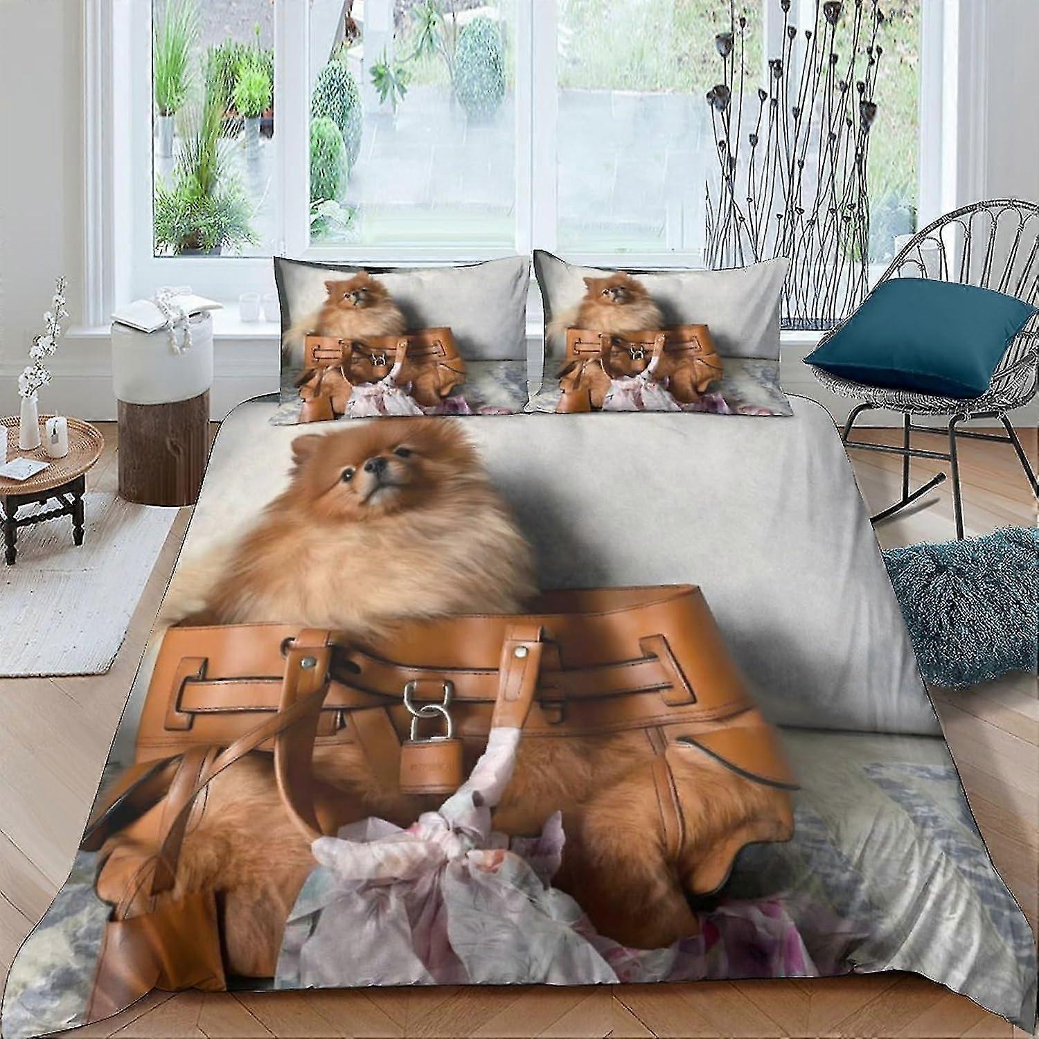 Gatinho na bolsa Capa de edredão Conjunto de cama Conjuntos de capa de edredom 3D 3 peças Microfibra macia para meninos Meninas Zíper com fronha dupla