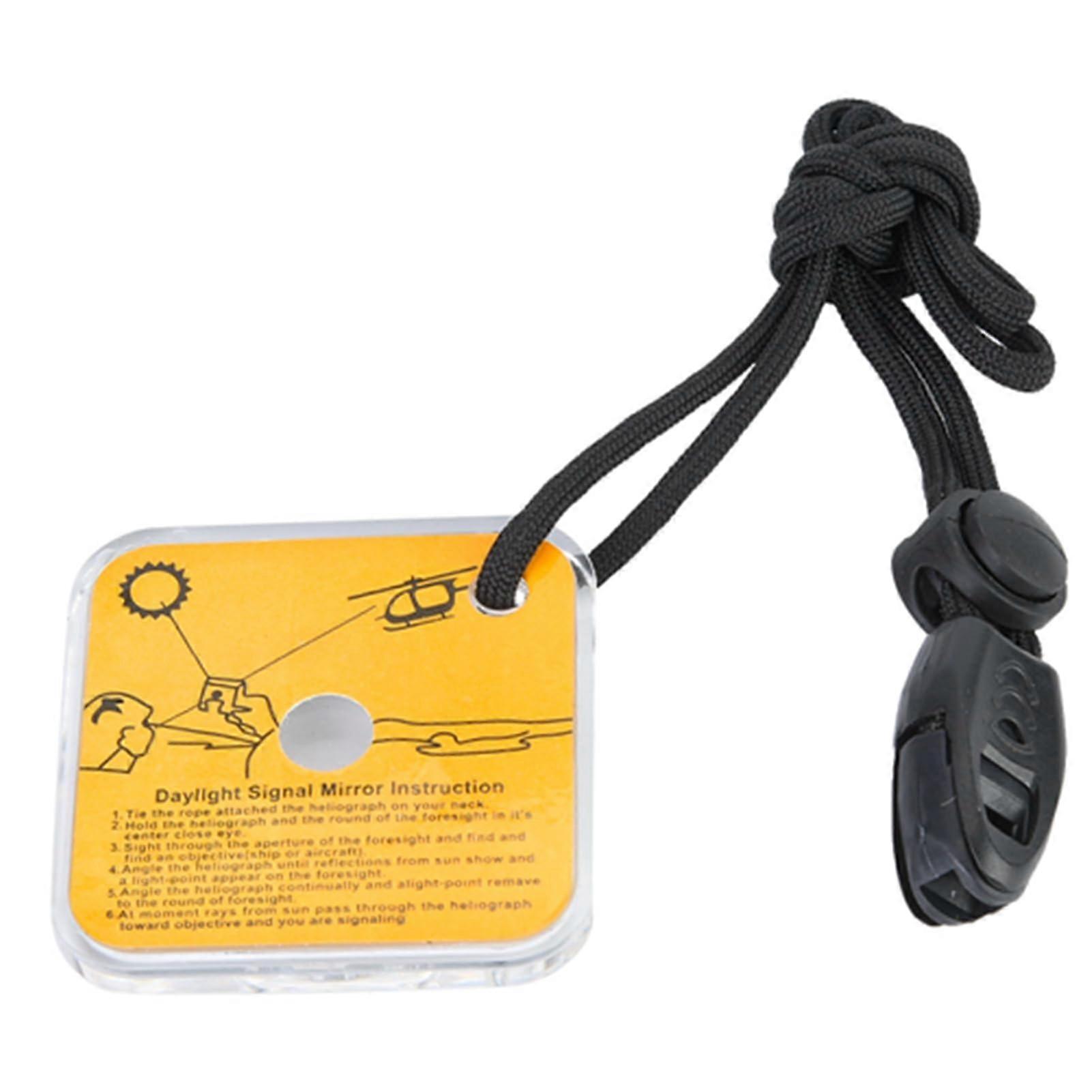 Survival Reflective Mirror, Camping Mirror With Whistle for Outdoor Survival, Lightweight and Portable Design