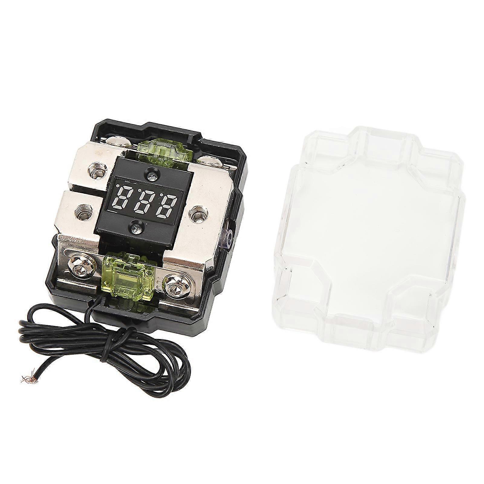 Car Audio Fuse Holder 4GA IN 4GA OUT 100A Digital Display Stereo Distribution Block Box for Automobile Boat Yacht RV