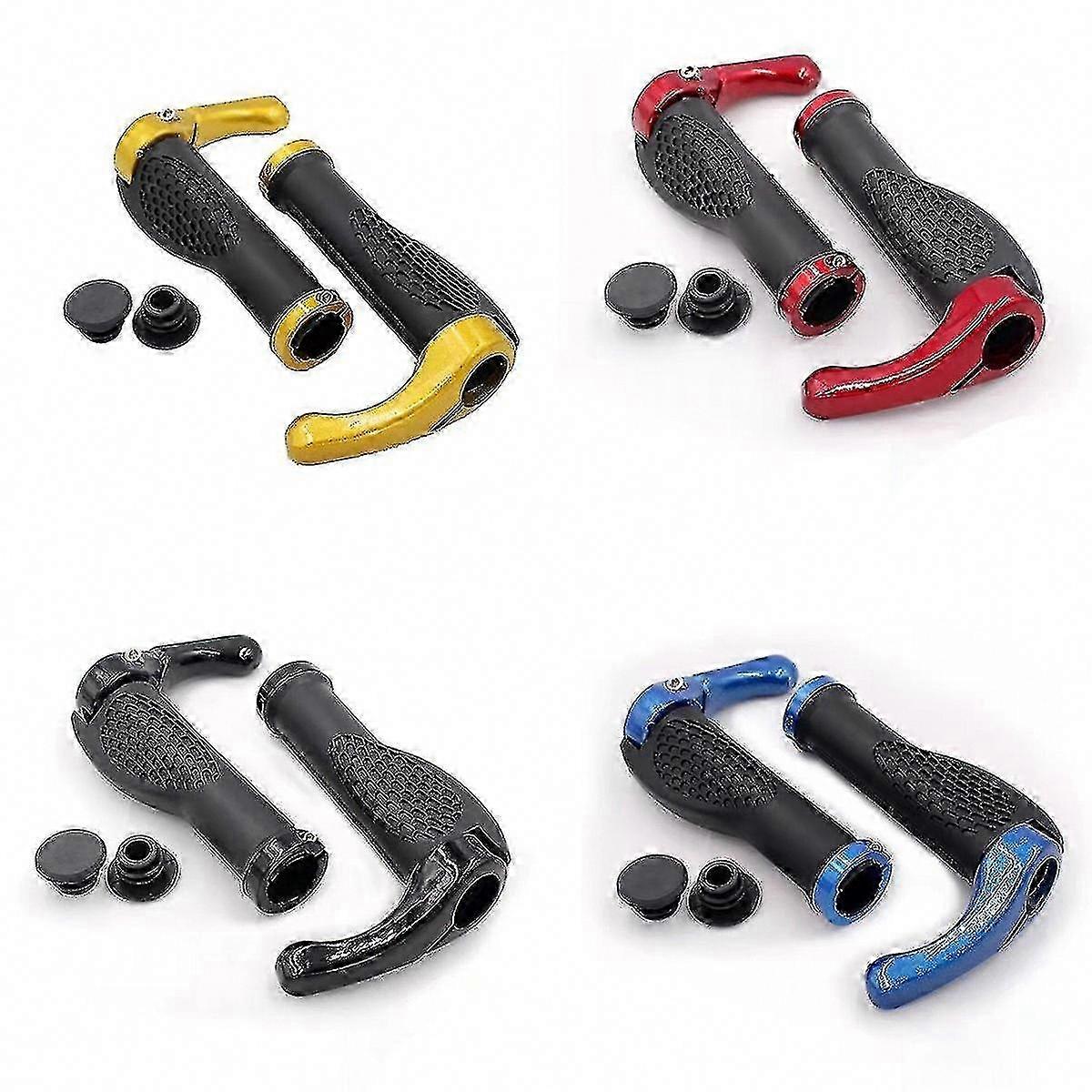 Ergonomic Bike Handlebar Grips with Bar Ends - Anti-Slip Rubber Mountain Bicycle Grips for Secure Locking