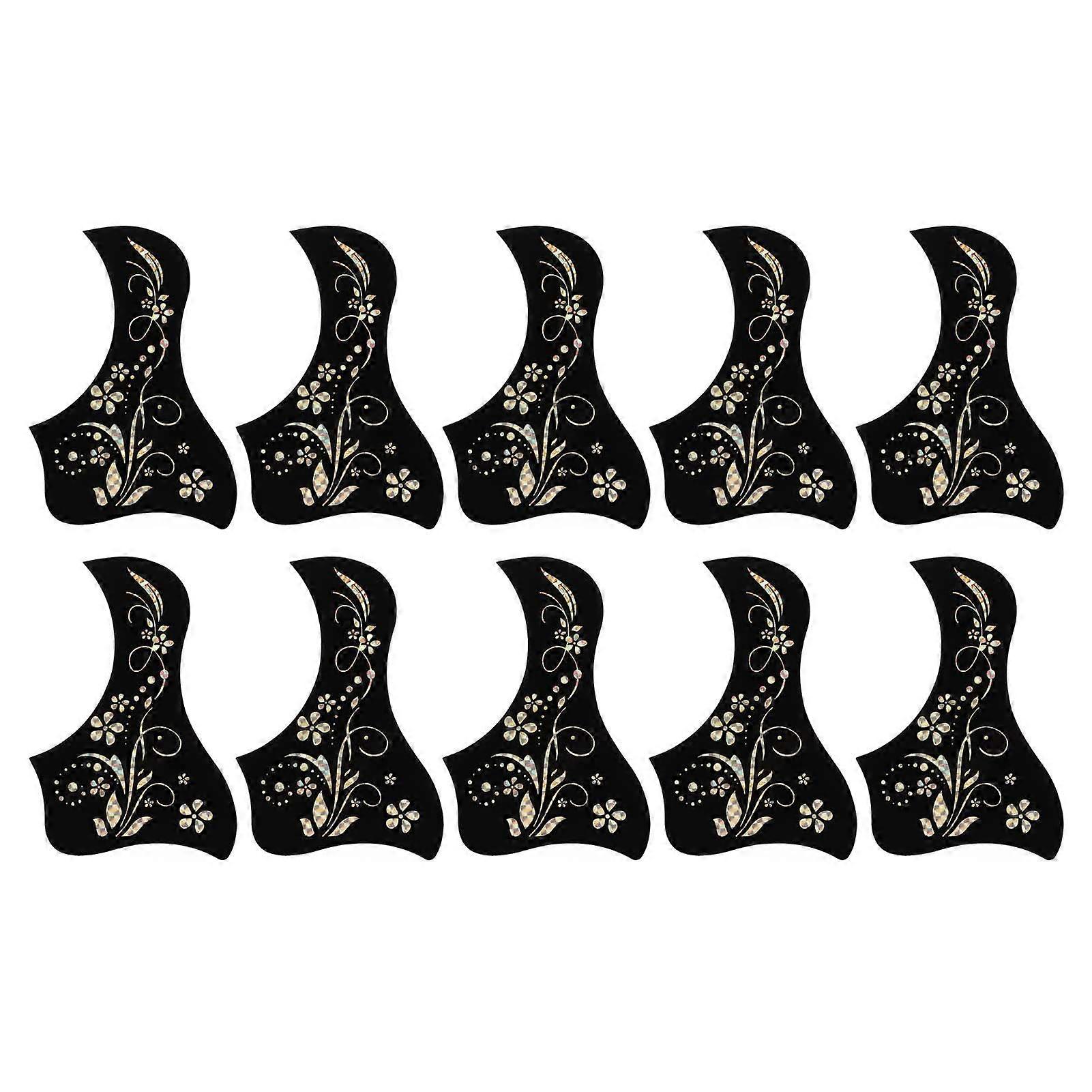 10 Pcs Acoustic Guitar Pick Guard Flower Grass Laser Pattern Scratch Resistant Guitar Pickguard Sticker Silver