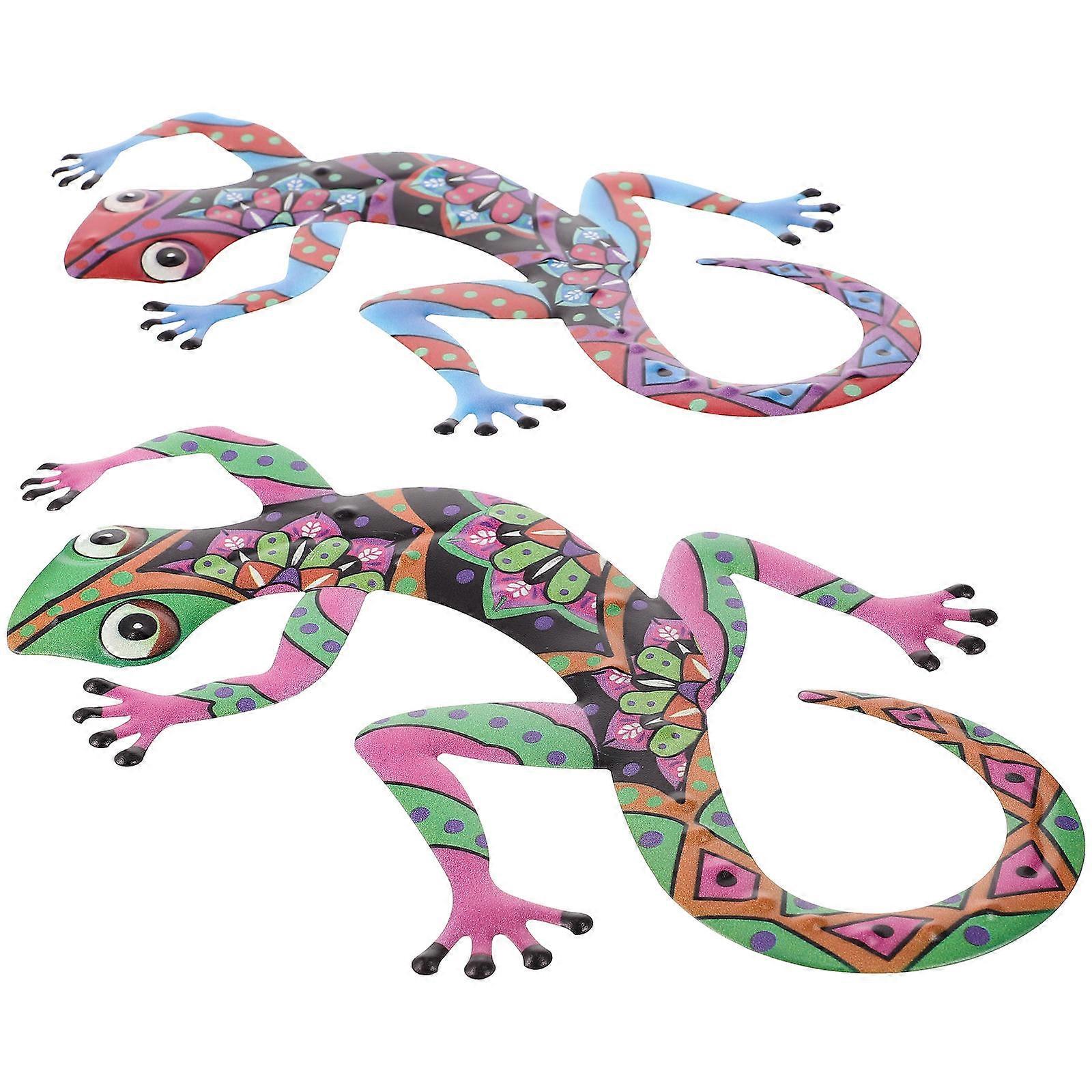 Iron Gecko Decors Metal Gecko Wall Decoration Outdoor Space Rust Prevention Technology Gecko Accessories 2Pcs