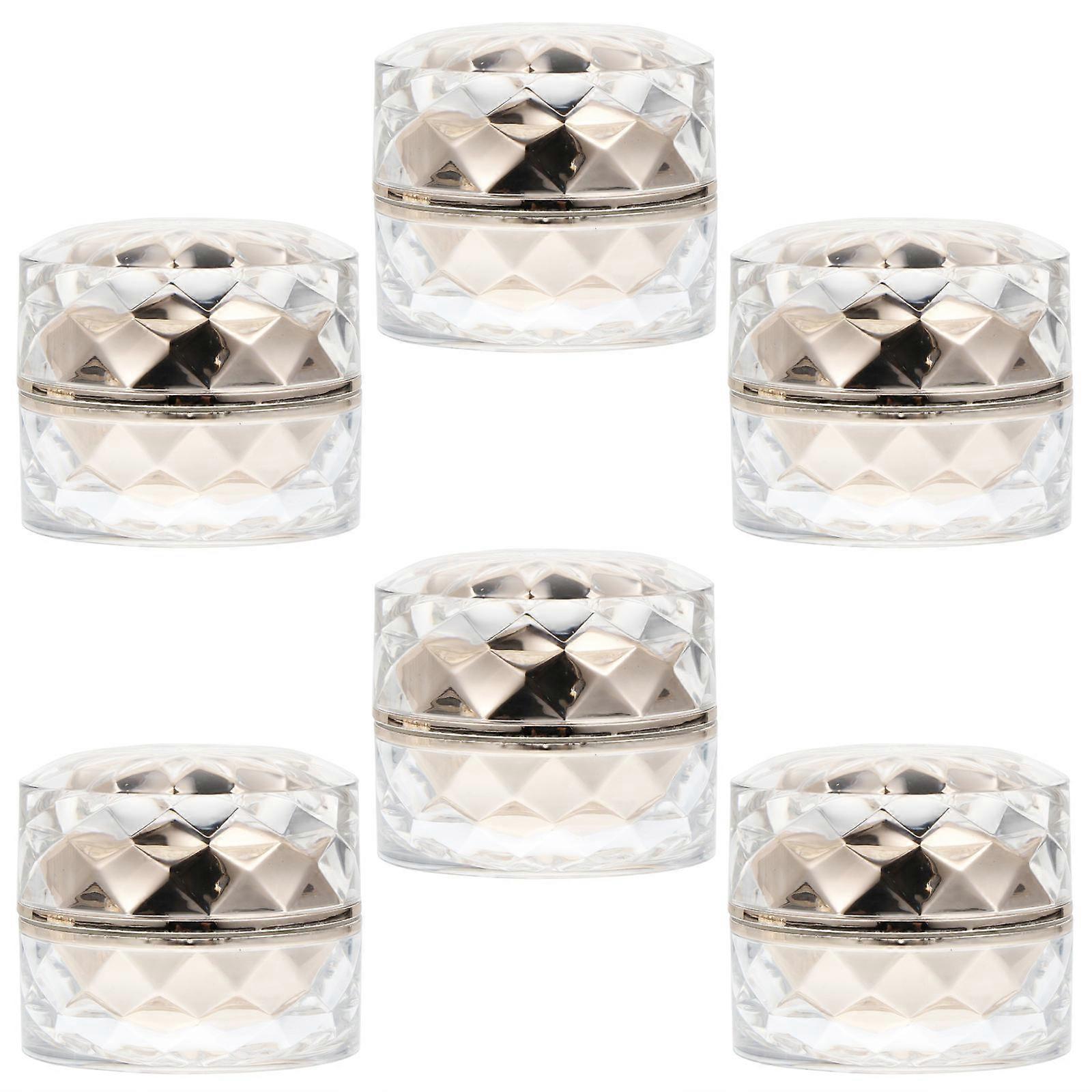 6pcs Travel Jars, Small Acrylic Cosmetic Containers with Lids for Creams, Lip Balms, Lotions – Durable, Lightweight Design for Travel